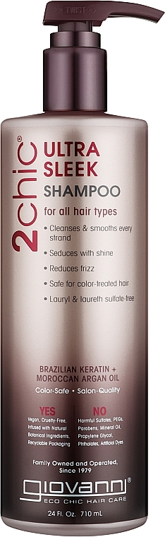 Shampoo - Giovanni 2chic Ultra-Sleek Shampoo Brazilian Keratin & Argan Oil — photo N1