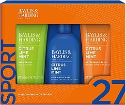 Set - Baylis & Harding Citrus Lime Mint Invigorating Shower Trio Gift Set (hair/body/wash/300 ml + sh/gel/200 ml + ash/balm/200 ml) — photo N1