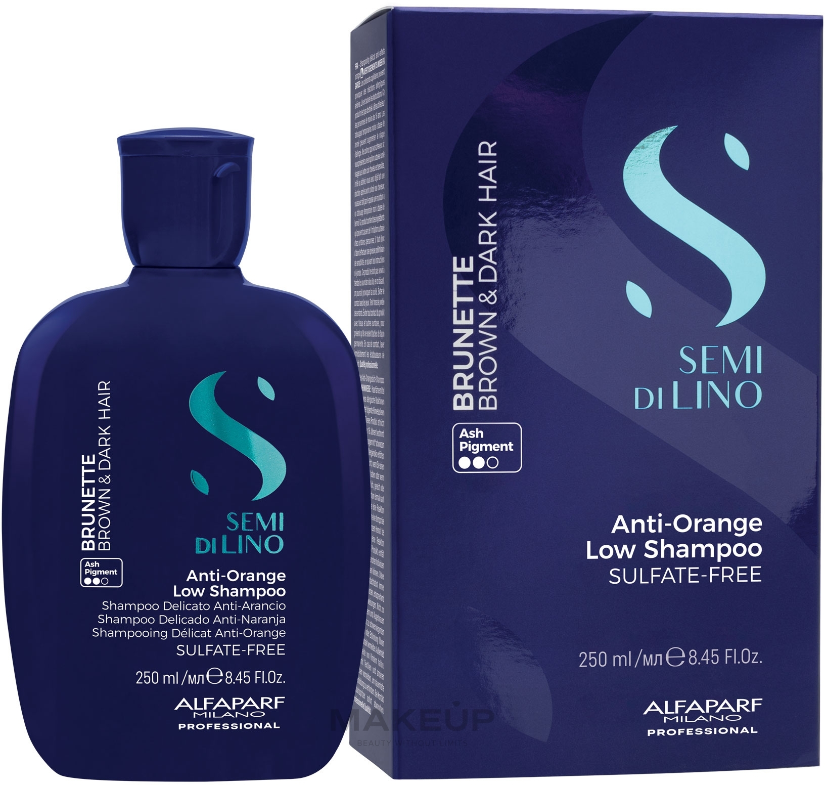 Brunette Anti-Orange Shampoo - AlfaParf Milano Semi Di Lino Brunette Anti-Orange Low Shampoo — photo 250 ml