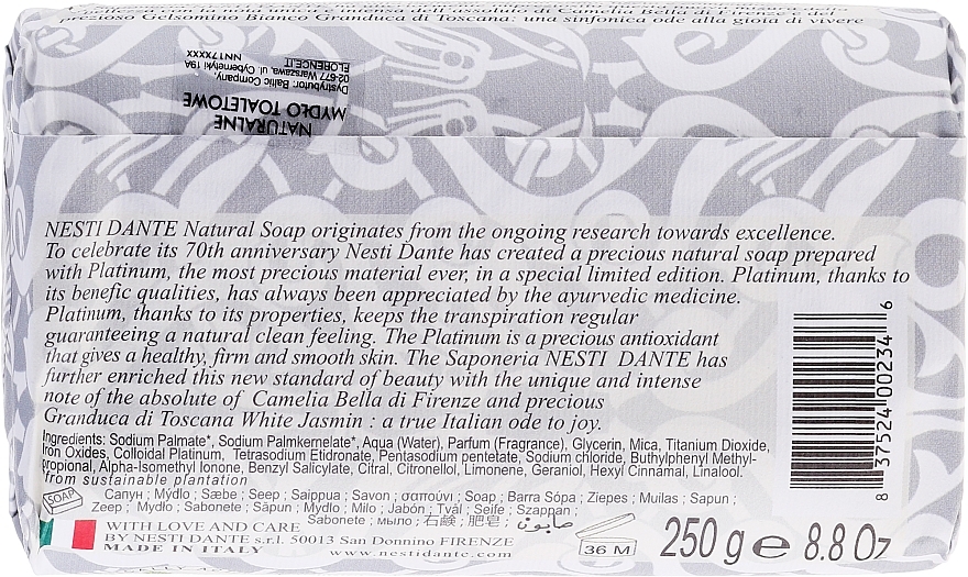 Soap "Platinum" - Nesti Dante Luxury Platinum Soap 70th Anniversary  — photo N2