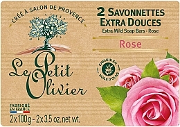 Extra Mild Soap with Rose Extract - Le Petit Olivier 2 extra mild soap bars Rose — photo N1