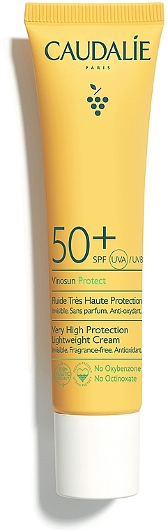 Light Face Sunscreen - Caudalie Vinosun Protect Very High Lightweight Cream SPF 50+ — photo N2