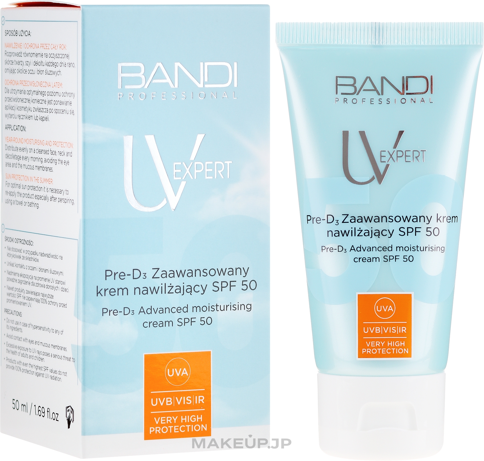 Moisturizing Sun Face Cream - Bandi Professional UV Expert Advanced Moisturising Cream SPF50 — photo 50 ml