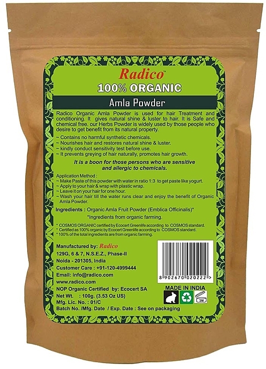 Organic Hair Powder 'Amla' - Radico Organic Amla Powder — photo N2