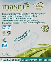 Fragrances, Perfumes, Cosmetics Organic Ultra-Thin Sanitary Pads for Heavy Flow, with wings, 8 pcs - Masmi Natural Cotton Extra Long