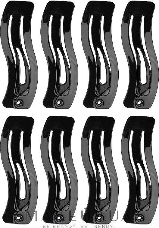 Hair Clip "Wave Small", 8 pcs, black - Titania — photo N1