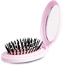 Fragrances, Perfumes, Cosmetics Hair Brush with Mirror, pink - IDC Institute Pocket Pop Out Brush With Mirror