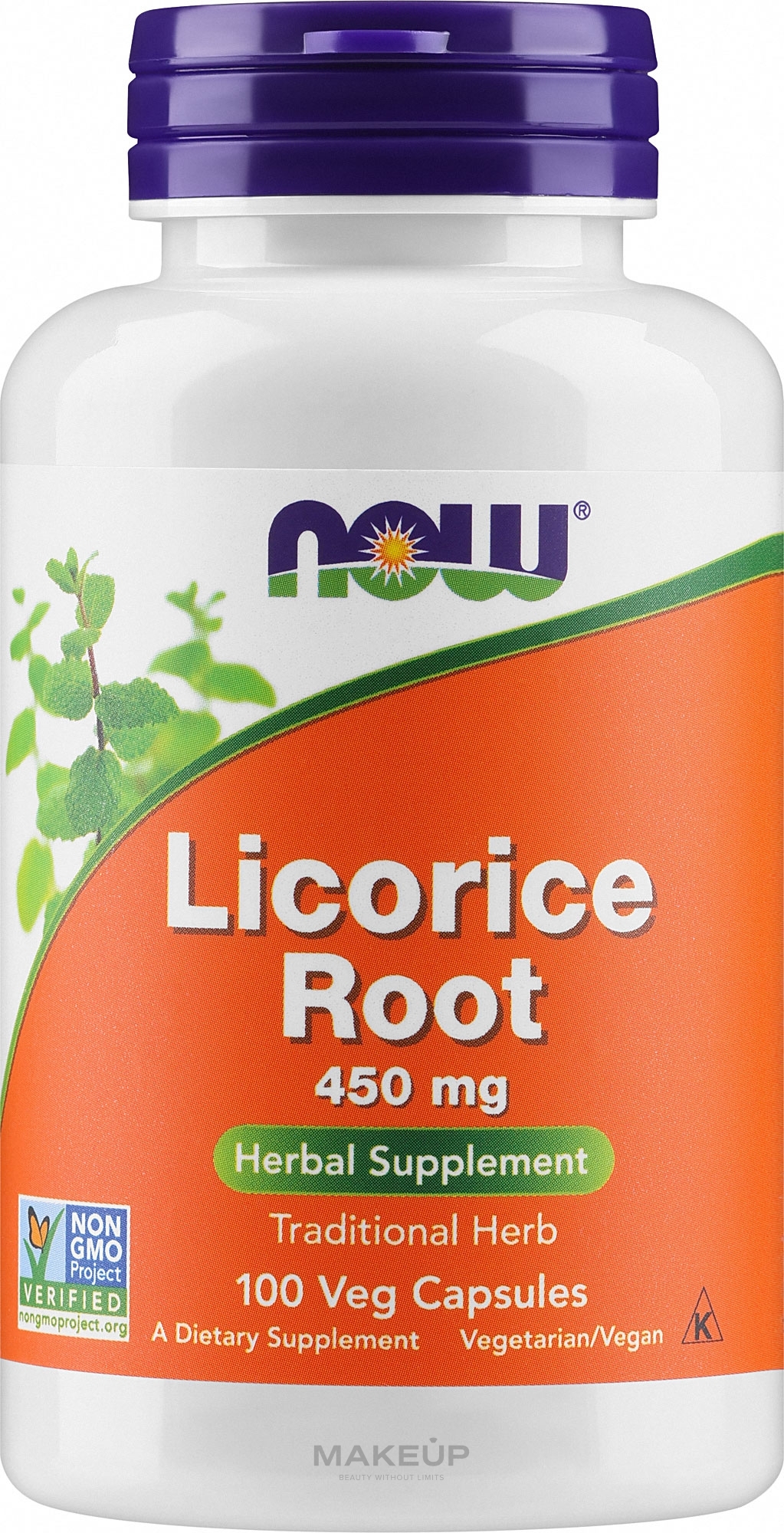 Dietary Supplement "Licorice Root", 450mg - Now Foods Licorice Root Capsules — photo 100 szt.