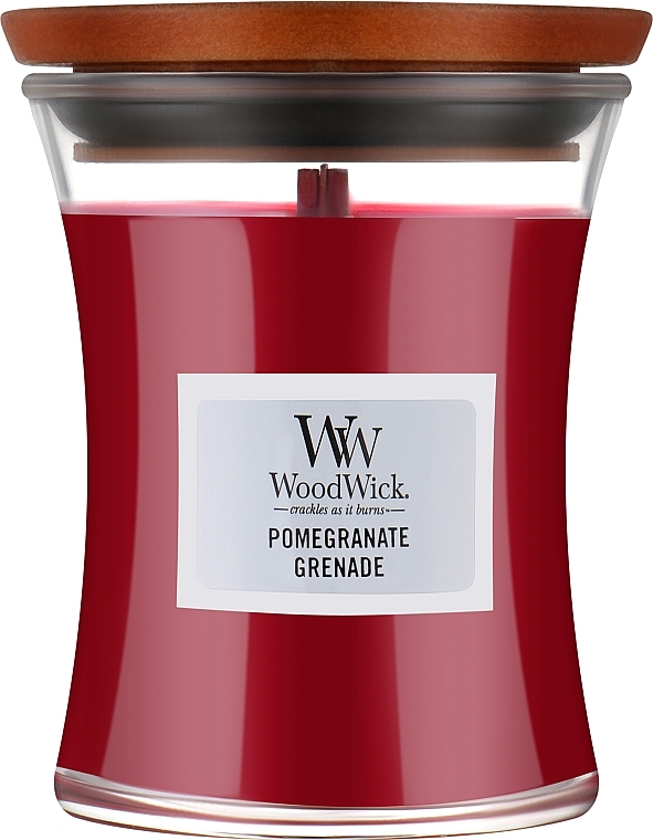 Scented Candle in Glass - WoodWick Hourglass Candle Pomegranate — photo N1