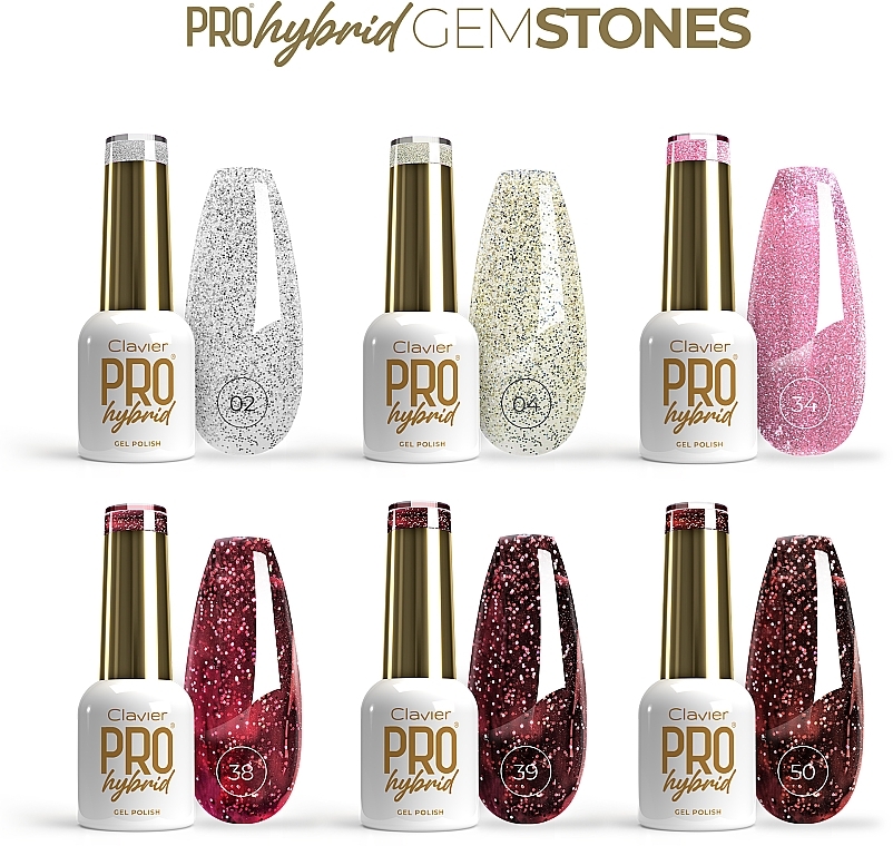 6 Nail Polishes Gift Box - Clavier ProHybrid Gold Gem Stones (nail polish/6x8ml) — photo N2