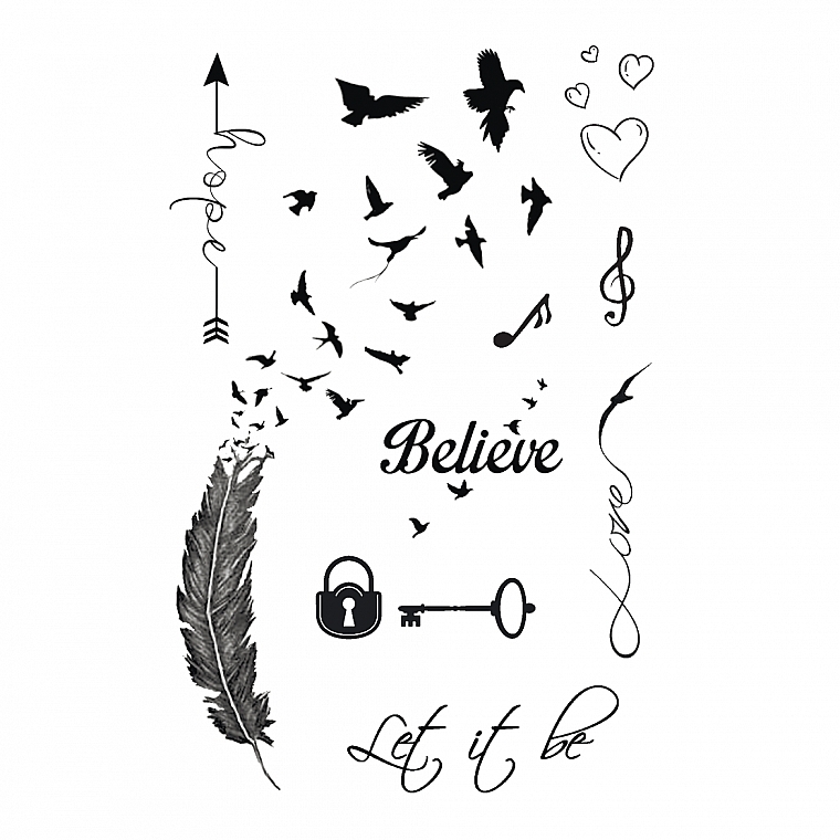 Temporary Flash Tattoo "Believe, Hope, Love" - Arley Sign — photo N2