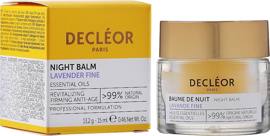 Anti-Wrinkle Night Face Balm - Decleor Lavander Fine Night Balm Essential Oils — photo N1