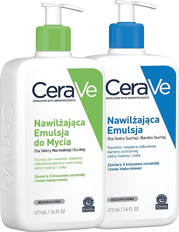 Set for Dry & Extra Dry Skin - CeraVe (emulsion/473ml + milk/473ml) — photo N1