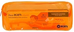 Fragrances, Perfumes, Cosmetics Set - Kin Childrens Fluorkin Set Orange Bag (toothpaste 75 ml + toothbrush + bag)