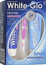 Fragrances, Perfumes, Cosmetics Set with Lilac Toothbrush - White Glo Night & Day Toothpaste (t/paste/65ml + t/gel/65ml + toothbrush)