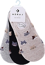 Women Socks Set 'Baleriny', 3 pairs, grey + beige + black - Moraj — photo N1