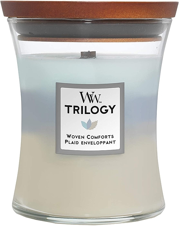 Scented Candle with Trio Scent - Woodwick Trilogy Woven Comforts — photo N1