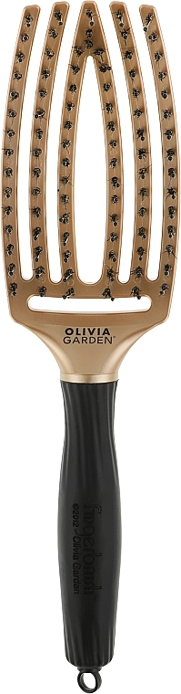 Massage Brush with Natural Pile - Olivia Garden Finger Brush Combo Trinity Passion Gold — photo N2