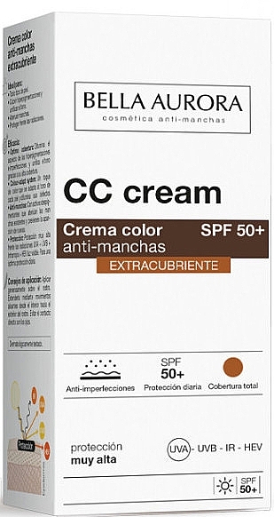 Depigmenting CC Cream - Bella Aurora CC Cream Extra Covering SPF50+ — photo N2