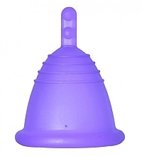 Menstrual Cup with Stem, S-size, dark purple - MeLuna Sport Shorty Menstrual Cup Stem — photo N1
