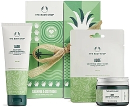 Set - The Body Shop Calming & Soothing Aloe Skincare Gift (cleans/125 ml + f/cr/50 ml + mask/1 pcs) — photo N1
