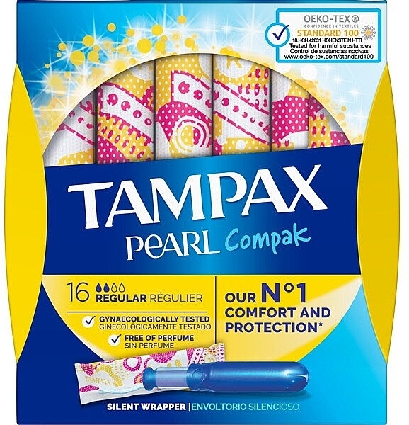 Tampons with Applicator, 18 pcs - Tampax Pearl Compak Regular — photo N1