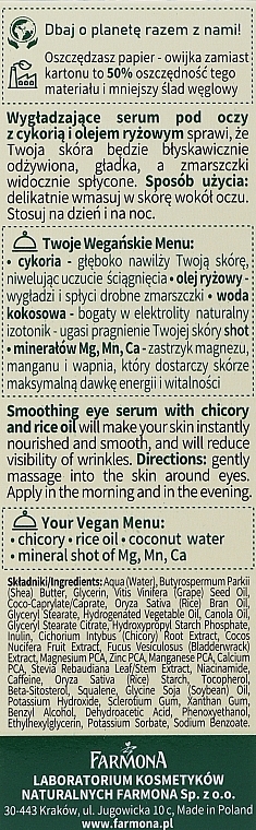 Smoothing Eye Serum with Chicory & Rice Oil - Farmona Green Menu — photo N3