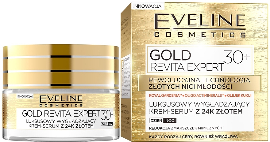 Smoothing Day & Night Cream Serum - Eveline Cosmetics Gold Revita Expert 30+ — photo N1