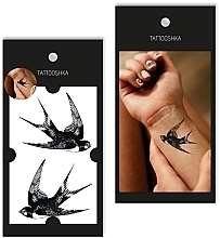 Fragrances, Perfumes, Cosmetics Temporary Tattoo "Two Swallows" - Tattooshka