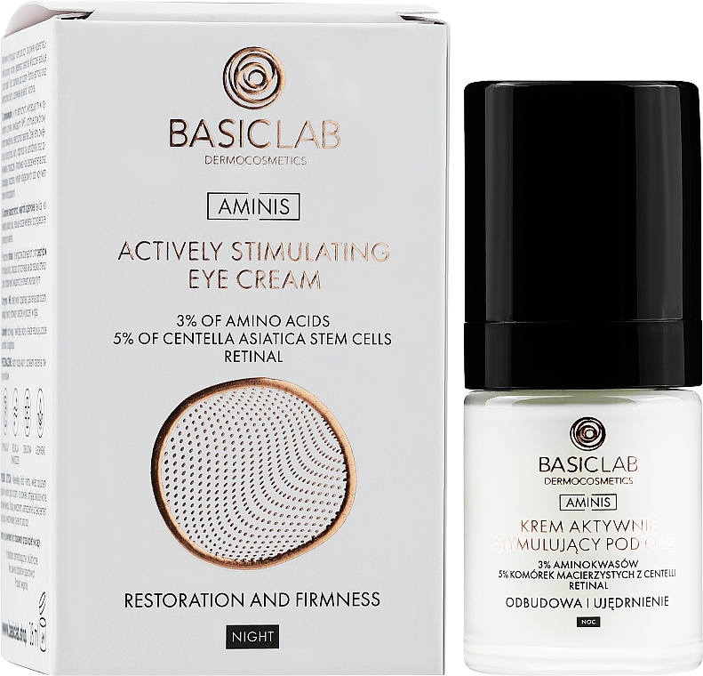 Actively Stimulating Night Eye Cream - BasicLab Dermocosmetics Aminis Actively Stimulating Eye Cream Night — photo N2