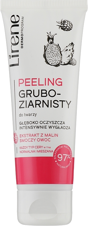 Coarse-Grained Face Peeling "Raspberry & Pitahaya Extract" - Lirene Dermo Program Face Peeling — photo N1