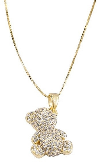 Surgical Steel Teddy Bear Necklace, 14K Gold Plated - Ecarla — photo N1