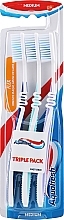 Fragrances, Perfumes, Cosmetics Medium Toothbrush Set, dark blue + turquoise + purple - Aquafresh Flex