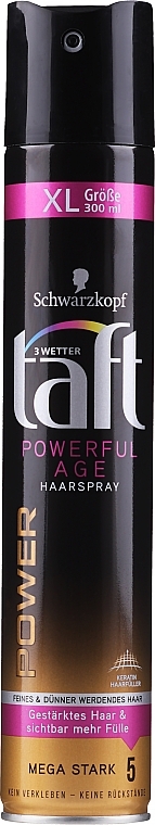 Keratin Hair Spray, Mega Hold - Schwarzkopf Taft Powerful Age Hairspray — photo N1