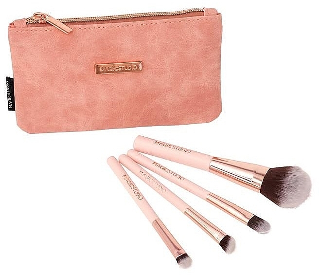 Makeup Brush Set in a Case, 5 pcs - Magic Studio Rose Gold Make-Up Brush Set — photo N5