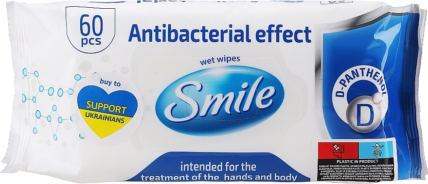 D-Panthenol Wet Wipes, 60 pcs - Smile Ukraine Antibacterial — photo N1