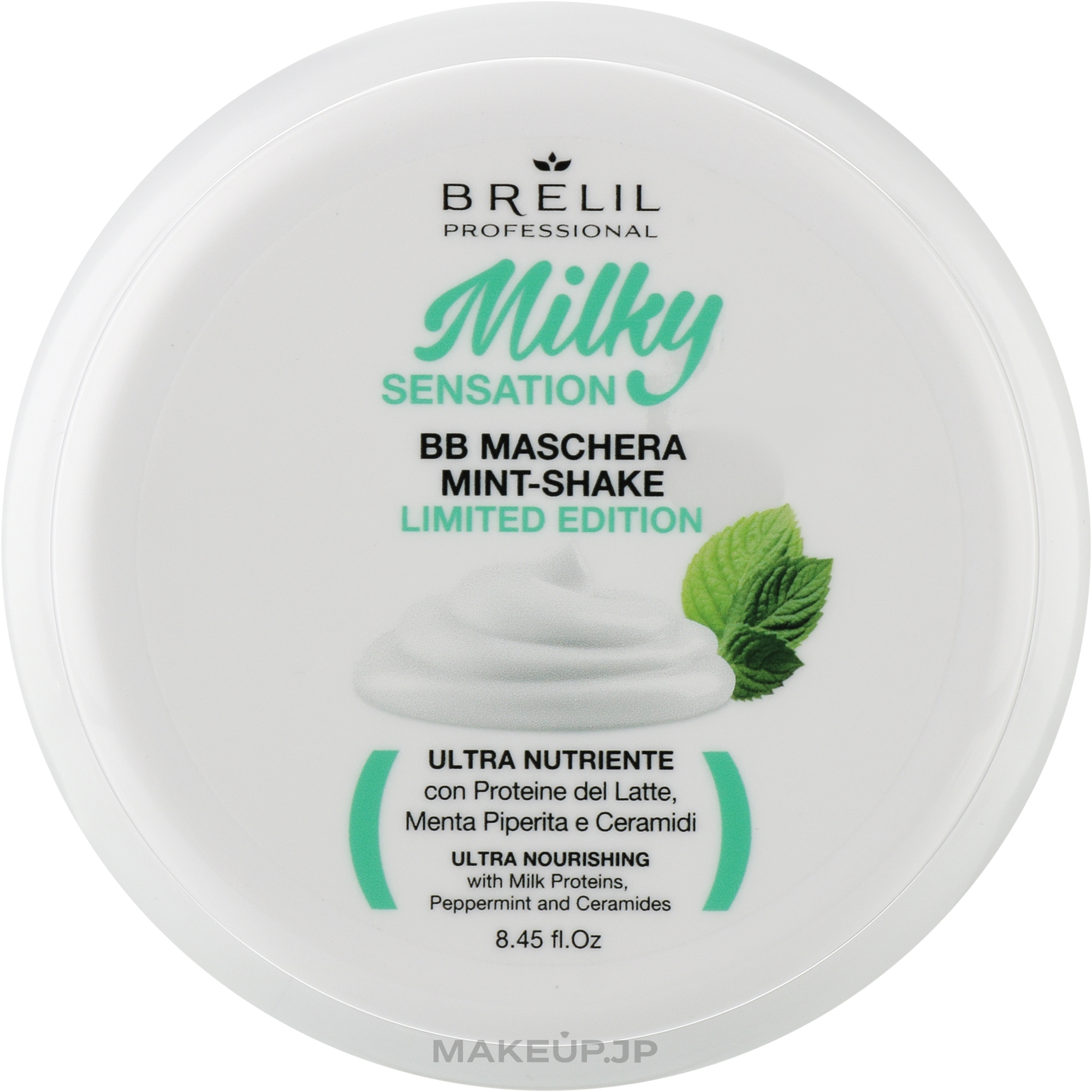 Refreshing & Repairing Hair Mask with Mint & Milk Proteins - Brelil Milky Sensation BB Mask Mint-Shake Limitide Edition — photo 250 ml