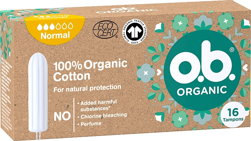 Tampons, 3 drops, 16 pcs - O.b. Organic Normal — photo N2