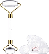 Massage Set 'Roller & Gua Sha Scraper', natural crystal - Yeye (roller + gua-sha) — photo N2