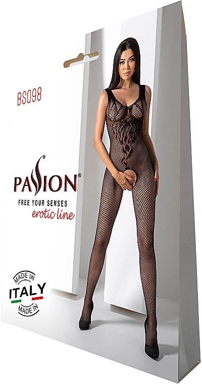 Erotic Bodysuit BS098, black - Passion Bodystocking — photo N1