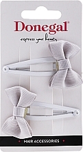 Fragrances, Perfumes, Cosmetics Hair Clips, FA-5671, white with grey bow 2 pcs - Donegal