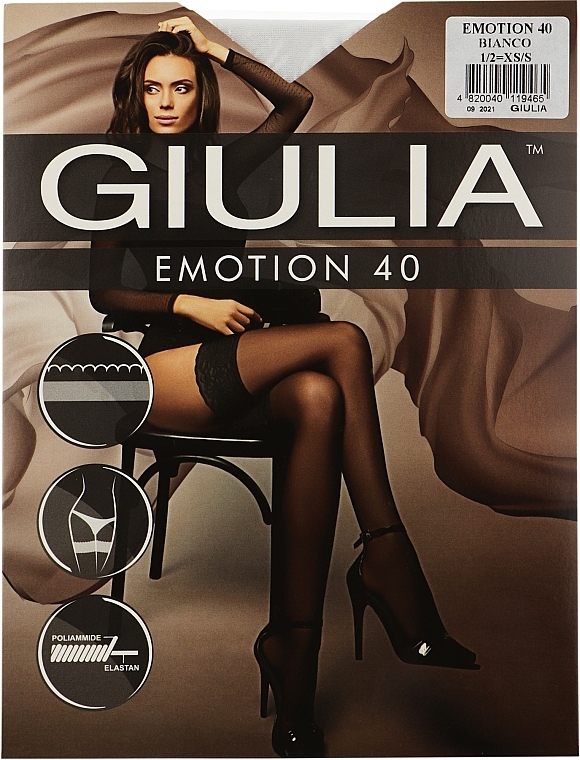 Stockings "Emotion" 40 Den, bianco - Giulia — photo N1