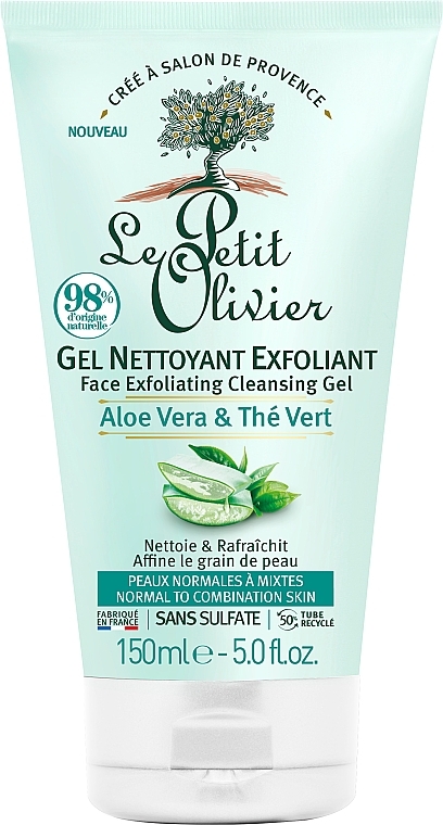 Exfoliating Face Gel "Aloe & Green Tea" - Le Petit Olivier Cleansing Exfoliating Gel — photo N1