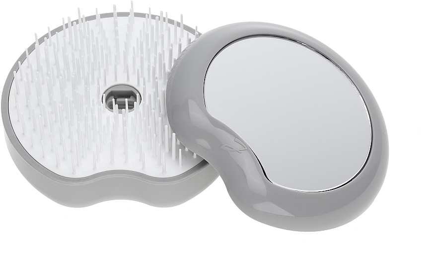 Compact Hair Brush, d 84 mm, gray - Janeke The Original Pomme Brush With Mirror — photo N2