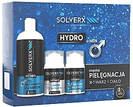 Fragrances, Perfumes, Cosmetics Set - Solverx Men Hydro (ash/balm/50ml+f/cr/50ml+sh/gel/400ml)