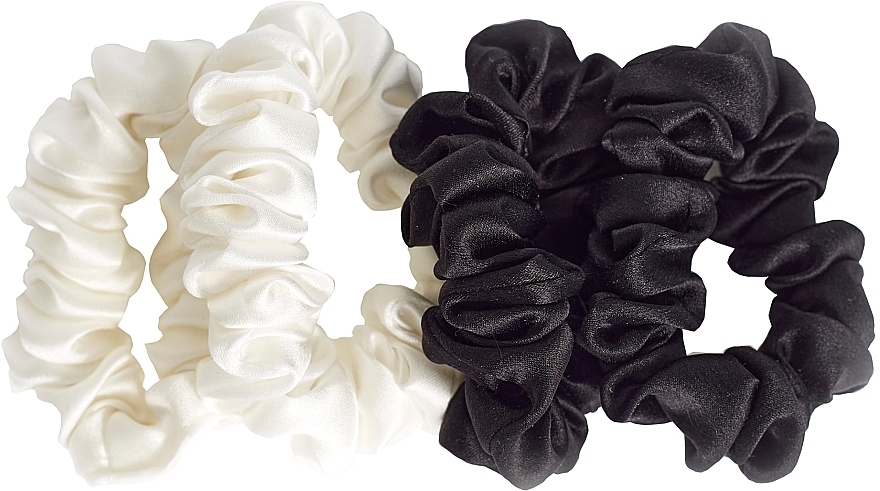 Natural Silk Scrunchie Set, size S, white + black - de Lure Scrunchie Set — photo N1