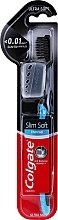 Slim Soft Charcoal Toothbrush, black-dark blue with cap - Colgate Toothbrush — photo N1
