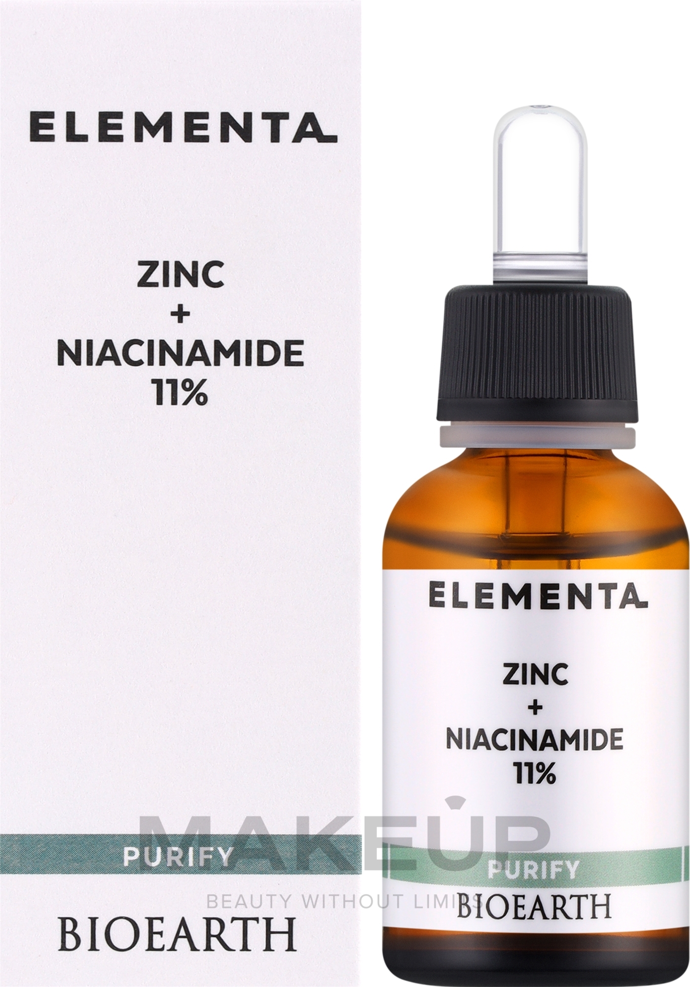 Zinc+Niacinamide 11% Face Serum - Bioearth Elementa Purify Zinc + Niacinamide 11% — photo 30 ml