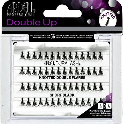 Knotted Double False Lashes, short - Ardell Duralash Knotted Double Flares Short Black — photo N1