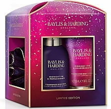 Set - Baylis & Harding Midnight Fig & Pomegranate Luxury Essentials Treat Box Gift Set (sh/gel/100 ml + b/lot/50 ml + washcloth/1 pcs) — photo N1